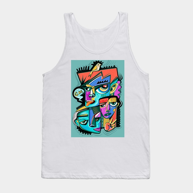 Crazy faces Tank Top by Daria Kusto